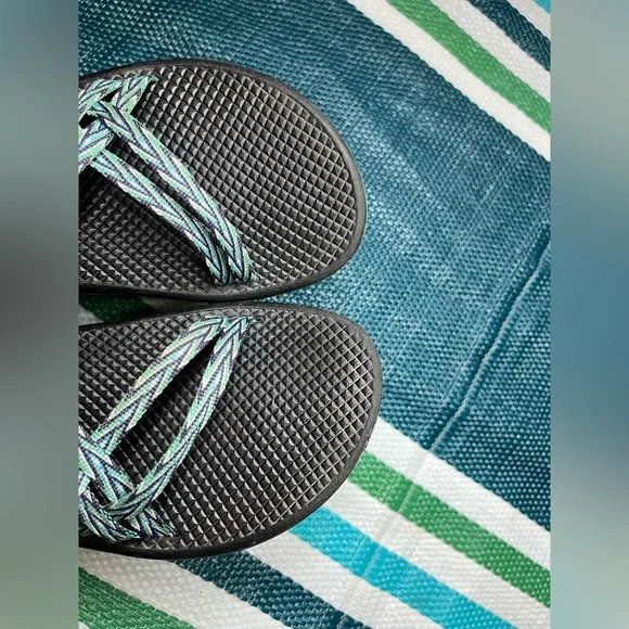 ✨🎉 Chaco ZX2 Strappy Blue Green Diamond Zigzag Pattern Outdoor Sandals Size 6 - Picture 4 of 12